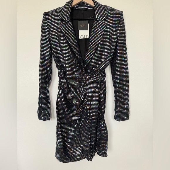 NWT ZARA MIRRORED BLAZER DRESS 0387/172 315/009 - Picture 4 of 17